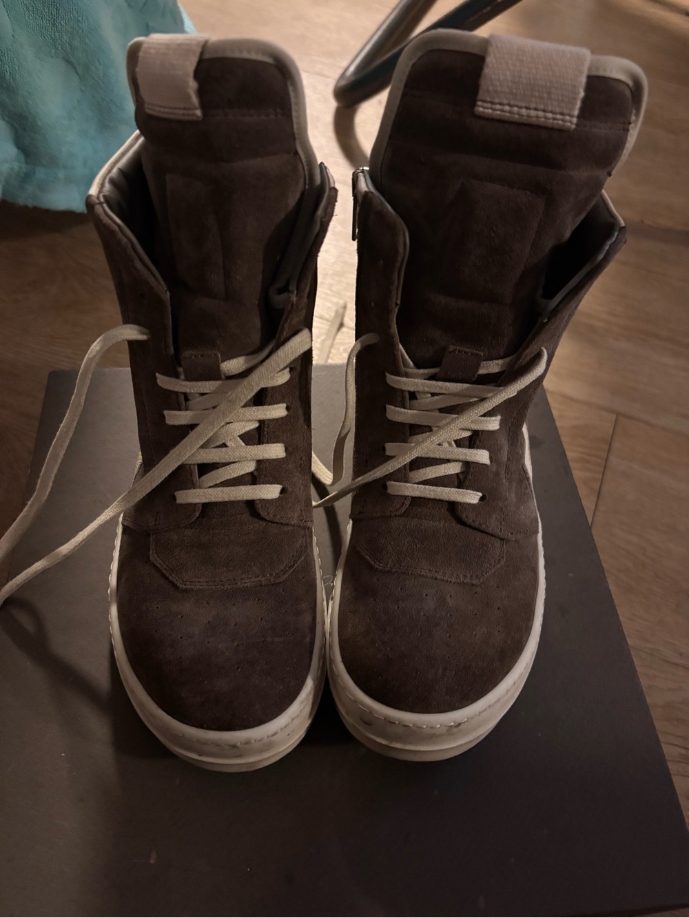 Rick Owens Kids Brown Suede High-Top Sneakers